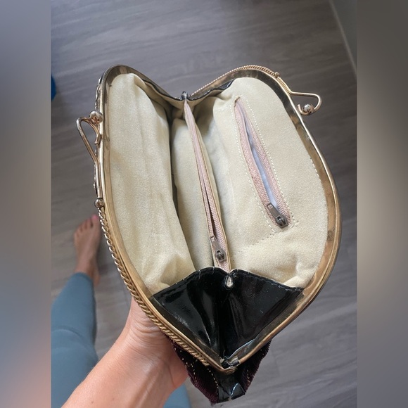 Vintage black and gold floral diamonds clutch - Picture 2 of 4